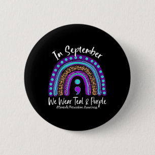 September Wir tragen Aquamarinen &amp; Lila Selbst Button