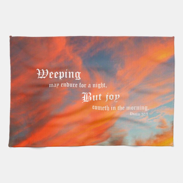 September Wolken mit Psalm 30:5 Geschirrtuch (Horizontal)