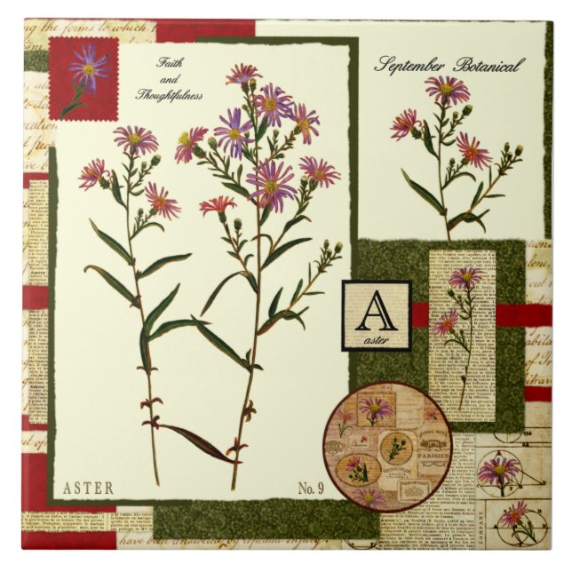 Septembers Blume Fliese (Vorderseite)