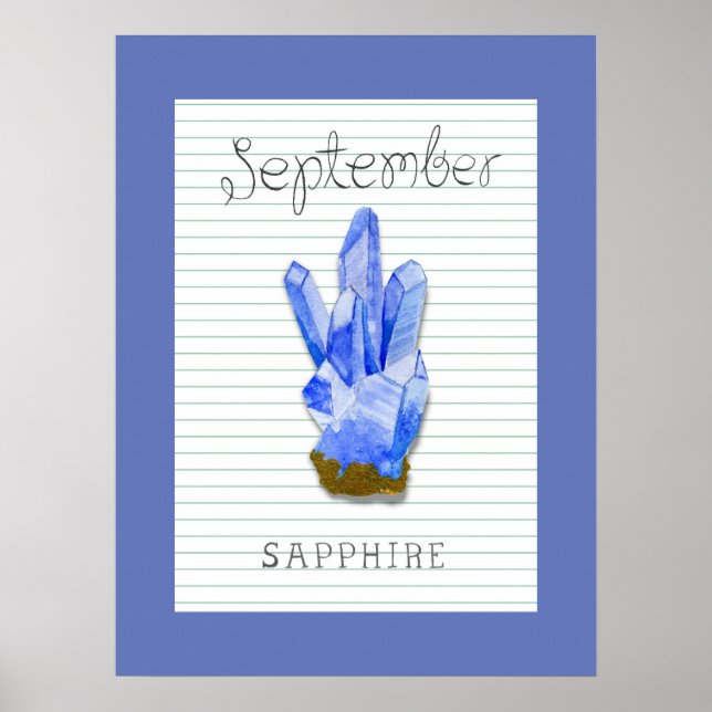 Septembre Poster d'oeuvres d'art Birthstone Sapphi (Devant)