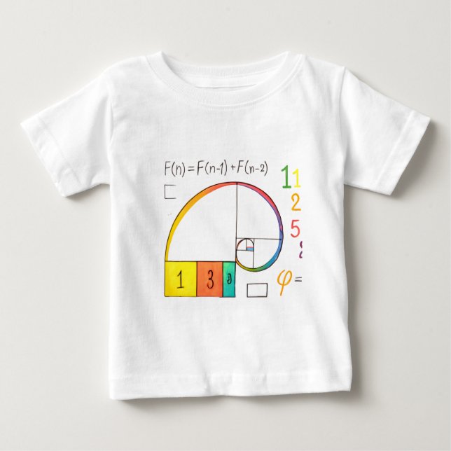 Séquence de Fibonacci et ratio d'or Math T-shirt (Devant)