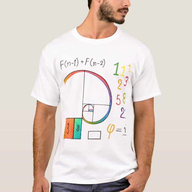 Séquence de Fibonacci et ratio d'or Math T-shirt (Devant)