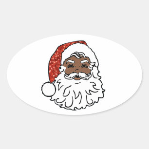 Sequenzen aus schwarzen Santa-Claus Ovaler Aufkleber