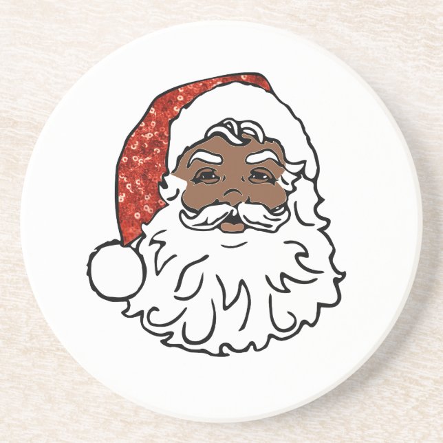 Sequenzen aus schwarzen Santa-Claus Sandstein Untersetzer (Vorne)