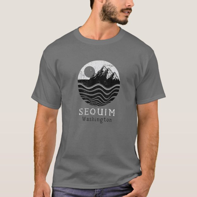 Sequim Vintag Mountains Wandern Camping Washington T-Shirt (Vorderseite)