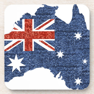 sequin australian flag getränkeuntersetzer