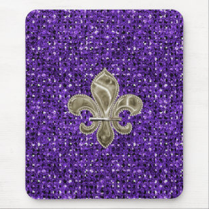 Sequin-Effekt mousepad gold Fleur de Lys lila