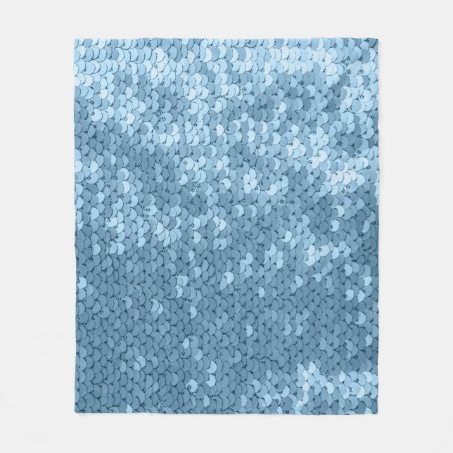 Sequin Fabric: Sky Blue Shimmer. Fleecedecke (Vorderseite)