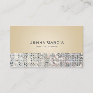 Sequin Glam Tan Beige Glitzy Business Card Visitenkarte