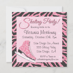 Sequin Glittering Ice Skaten Party Einladungen