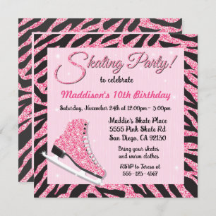 Séquin Glittering Roller Patinage Invitations