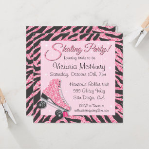 Sequin Glittering Roller Skaten-Party Einladungen