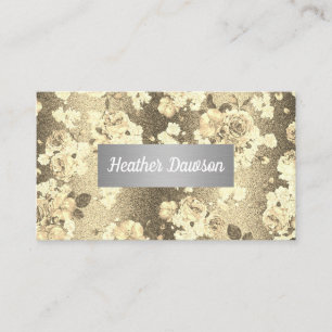 Sequin Glitzer Gold Floral Muster Visitenkarte