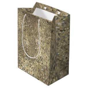 Sequin-Goldgeschenktasche für Geschenke Mittlere Geschenktüte