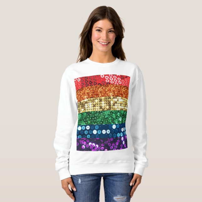 Sequin Stolz Fahne Frauen Sweatshirt (Vorne ganz)