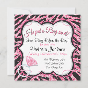 Sequin Zebra Print Bachelorette Party Invitation