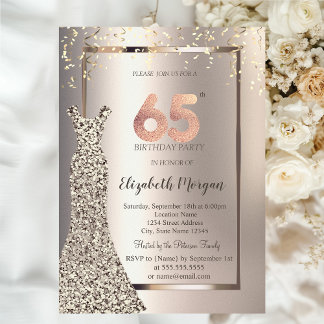 Sequins Dress Confetti Ivory 65. Geburtstag Einladung