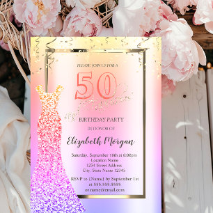 Sequins Dress Ombre 50. Geburtstag Einladung
