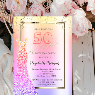 Sequins Dress Ombre 50. Geburtstag Einladung