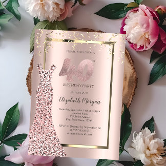 Sequins Dress Rose Gold 40. Geburtstag Einladung