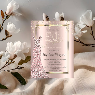 Sequins Dress Rose Gold 50. Geburtstag Einladung