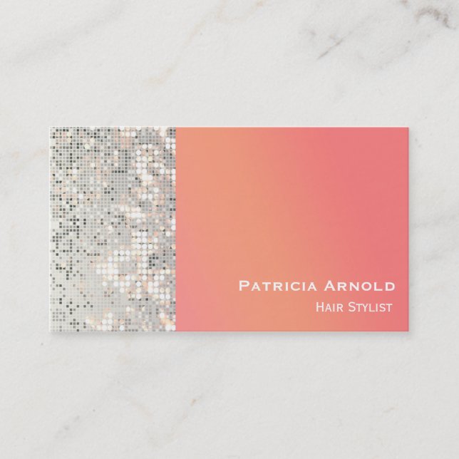 Sequins Glitzer Glam Sunset Orange Business Card Visitenkarte (Vorderseite)