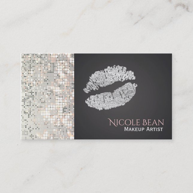 Sequins Parties scintillant & Silver Lips Carte de (Devant)