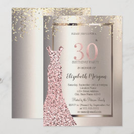 Sequins Rose Gold Dress Ivory 30. Geburtstag Einladung