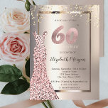 Sequins Rose Gold Dress Ivory 60. Geburtstag Einladung<br><div class="desc">Rose Gold Sequins Kleid und Konfetti auf Elfenbeinhintergrund.</div>