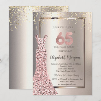 Sequins Rose Gold Dress Ivory 65. Geburtstag Einladung