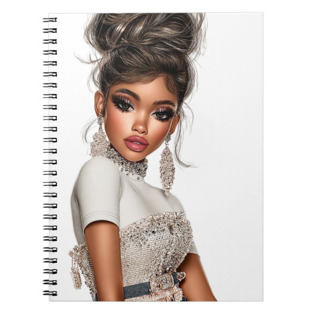 Sequins & Sculpted Glam Girl Spiral Photo Notebook Notizblock (Vorderseite)