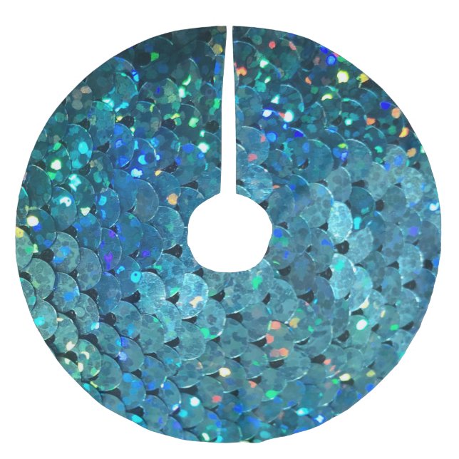 Sequins Sparkle: Makro Abstrakter Hintergrund Polyester Weihnachtsbaumdecke (Vorderseite)