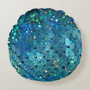 Sequins Sparkle: Makro Abstrakter Hintergrund Rundes Kissen