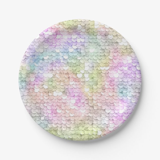 Sequins Sparkling Rainbow Heart Pappteller (Vorderseite)