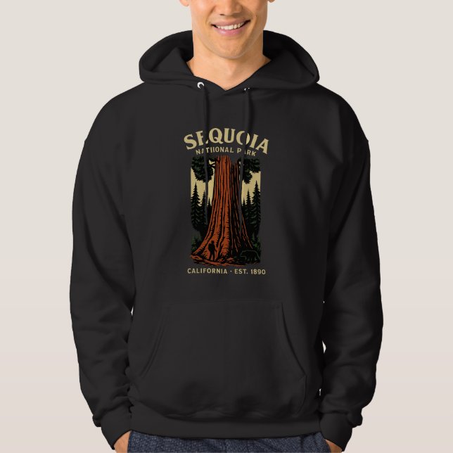 Sequoia Giant Tree Vintage Park Bear Hiker Hoodie (Vorderseite)