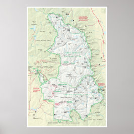 Sequoia & Kings Canyon Kartenplakat Poster