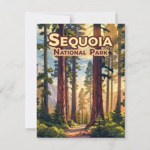 Sequoia National Park California Tree Carte Retro