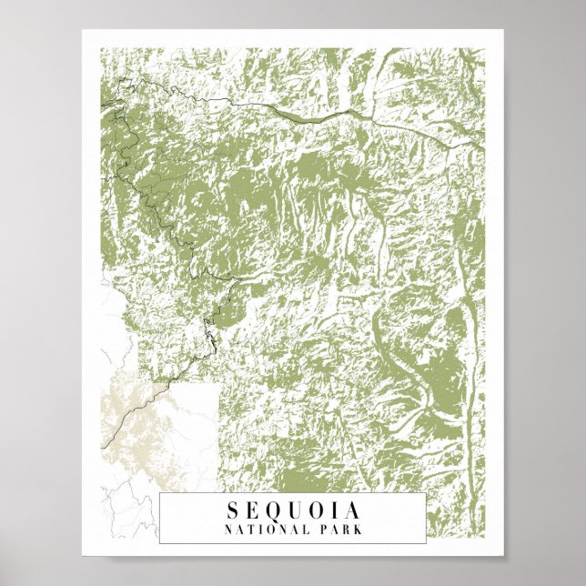 Sequoia National Park Retro Street Karte Poster (Vorne)