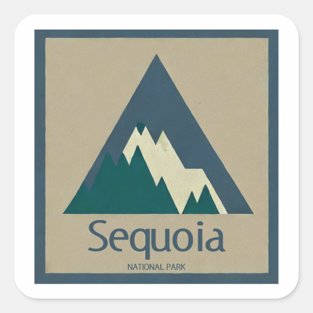Sequoia National Park Rustic Quadratischer Aufkleber (Vorderseite)