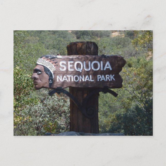 Sequoia National Park Sign "Indian Head" Postkarte (Vorderseite)