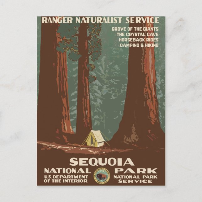 Sequoia National Park Vintage Travel Poster Postkarte (Vorderseite)