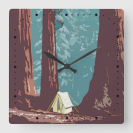 Sequoia National Park Zelt Camping Quadratische Wanduhr