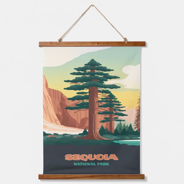 Sequoia Nationalpark Bäume Berge Wandteppich Mit Holzrahmen (Vorderseite)