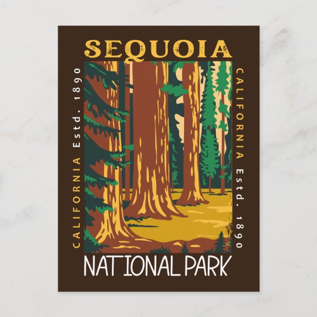 Sequoia Nationalpark California Retro gestört Postkarte (Vorderseite)
