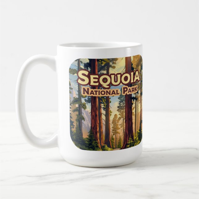 Sequoia Nationalpark California Tree Retro Kaffeetasse (Links)