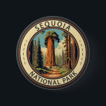Sequoia Nationalpark Illustration Button<br><div class="desc">Sequoia Vektorgrafik Design. Der Park ist der höchste Punkt in den benachbarten United Staaten,  Mount Whitney,  und liegt südlich des Kings Canyon National Park.</div>