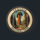 Sequoia Nationalpark Illustration Button<br><div class="desc">Sequoia Vektorgrafik Design. Der Park ist der höchste Punkt in den benachbarten United Staaten,  Mount Whitney,  und liegt südlich des Kings Canyon National Park.</div>