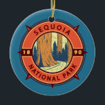 Sequoia Nationalpark Illustration Retro Kompass Keramik Ornament<br><div class="desc">Sequoia Vektorgrafik Design. Der Park ist der höchste Punkt in den benachbarten United Staaten,  Mount Whitney,  und liegt südlich des Kings Canyon National Park.</div>