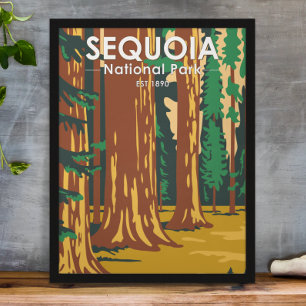 Sequoia-Nationalpark Riesenmammutbäume Vintage Poster