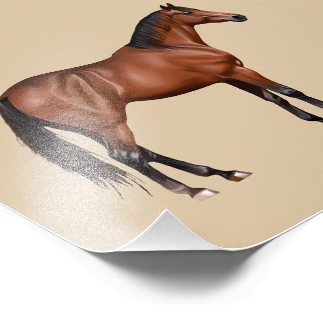 Serafina - braunes Pferd, stehend -  Fotodruck (Ecke)